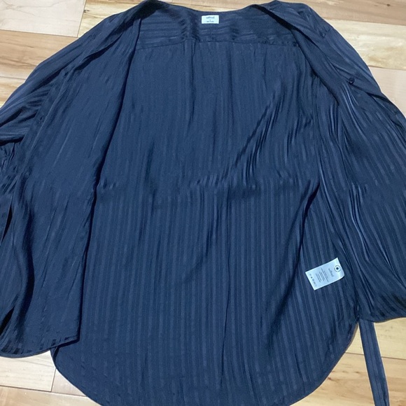 Chic Wilfred Silk Blend Charcoal Black Tunic Button-Up Blouse - Picture 10 of 12